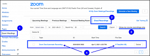 canvas zoom cloud recordings tab