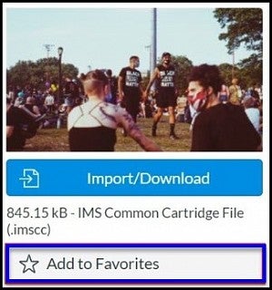 Add item to favorites in commons