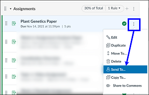 canvas assignment send to option from options menu