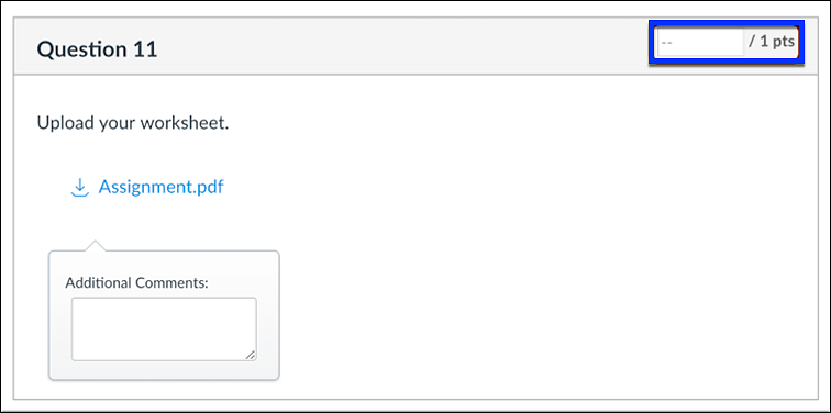 Assign a Score Box in SpeedGrader