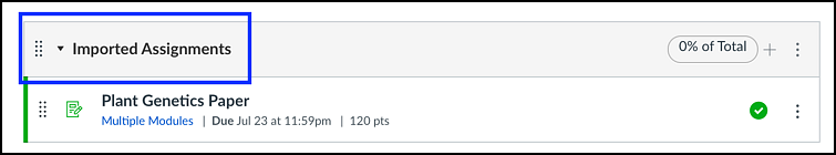 Canvas Imported Assignments