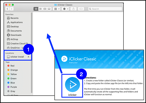 drag iclicker app to iclicker classic folder
