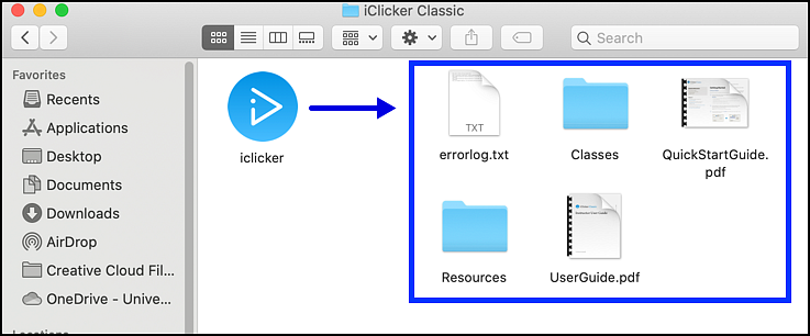 iclicker app folders and files