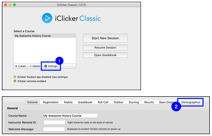 iclicker set-up demographics