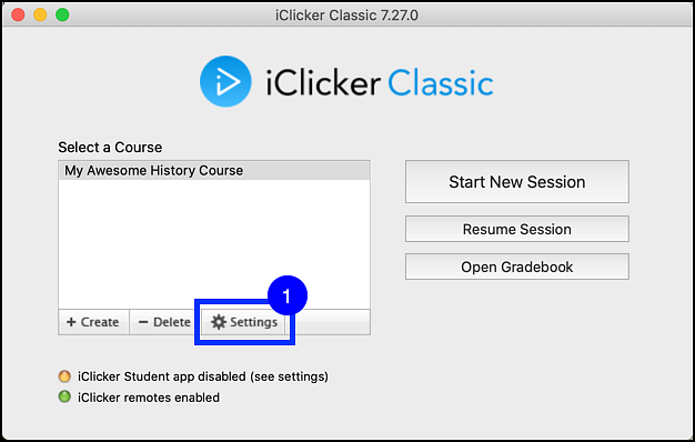 iclicker settings option