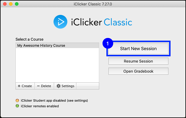iclicker start new session option