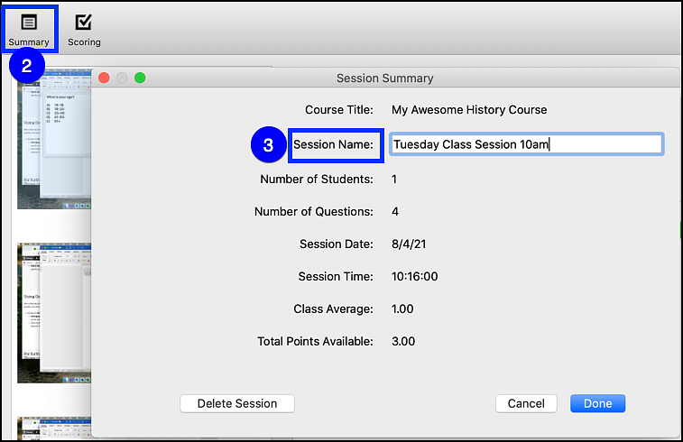 iClicker change session name