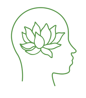 Line drawing of head with flower inside